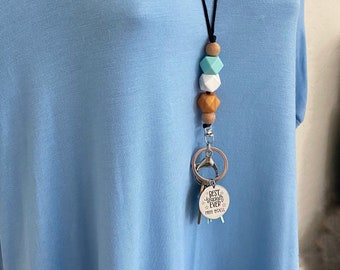 Beaded Teacher Lanyard with Personalized Name Tag, Multiple Color Options