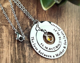 Loss of Son Personalized Memorial Necklace for Mom, Sympathy Gift