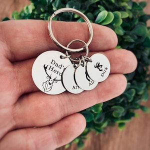 Personalized Daddy's Herd Engraved Keychain, Dad Birthday Gift, Also Available for Grandpa