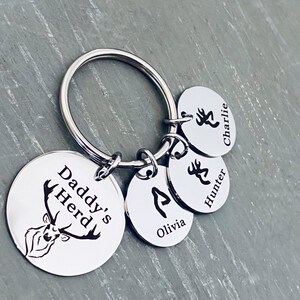 Personalized Daddy's Herd Engraved Keychain, Dad Birthday Gift, Also Available for Grandpa image 3