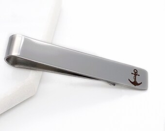 Ships from USA Personalized Silver Stainless Steel Tie Clip for Doctors Custom Engraved Free