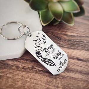 In Memory of Memorial Gift, Your Wings Were Ready, But My Heart Was Not, Personalized Engraved Silver Keychain,