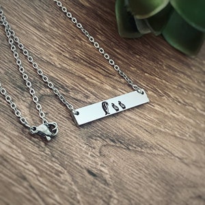 Penguin Gift, Penguin Necklace, Gifts for Mom, Horizontal Bar Necklace 16", 18", 20" Silver, Rose Gold, Gold