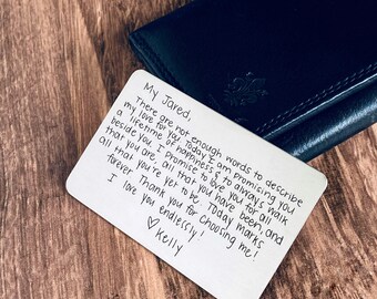 Handwriting Wallet Insert Card, Gift for Husband