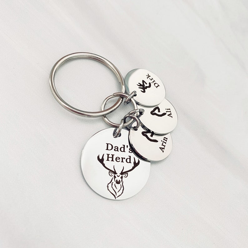 Personalized Daddy's Herd Engraved Keychain, Dad Birthday Gift, Also Available for Grandpa image 4