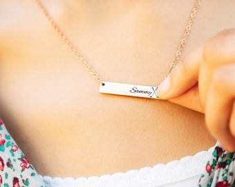 Personalized Golf Bar Necklace: Engraved Stainless Steel Golf Club Gift