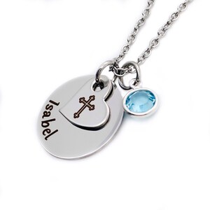Engraved Personalized Name Cross Necklace, Confirmation Gifts for Girls, Religious Jewelry
