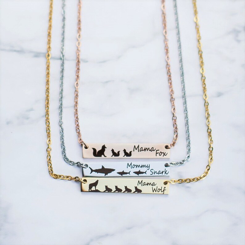 Dolphin Jewelry Mom Necklace, Engraved Bar Necklace, Mom Birthday Gift, Multiple Lengths and Colors Bild 7