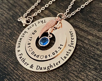 Collar conmemorativo Alas de Ángel por la pérdida de un padre, regalo de condolencia para hija, collar de recuerdo personalizado grabado permanentemente