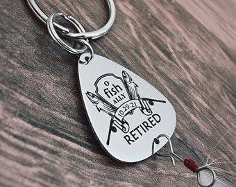 Engraved Fishing Lure, Personalized Retirement Gifts for Fisherman, "O-Fish-Ally Retired"
