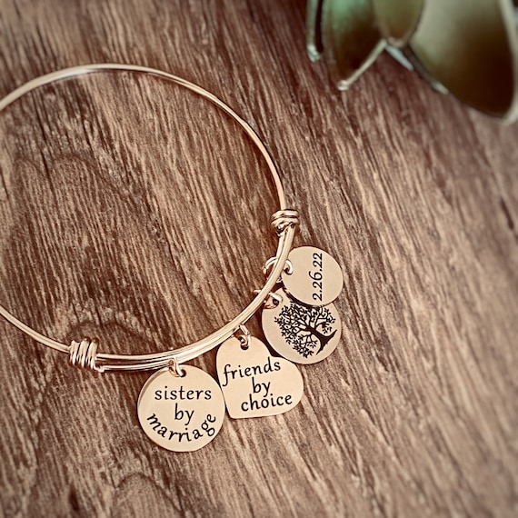 Personalized Sister in Law Bracelet Wedding Gift, 