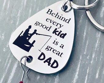 Engraved Fishing Lure, Dad Birthday Gift, "Behind Every Good Kid Is A Great Dad",