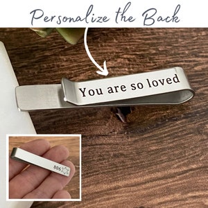 add on option to engrave a custom message on the back of the tie clip