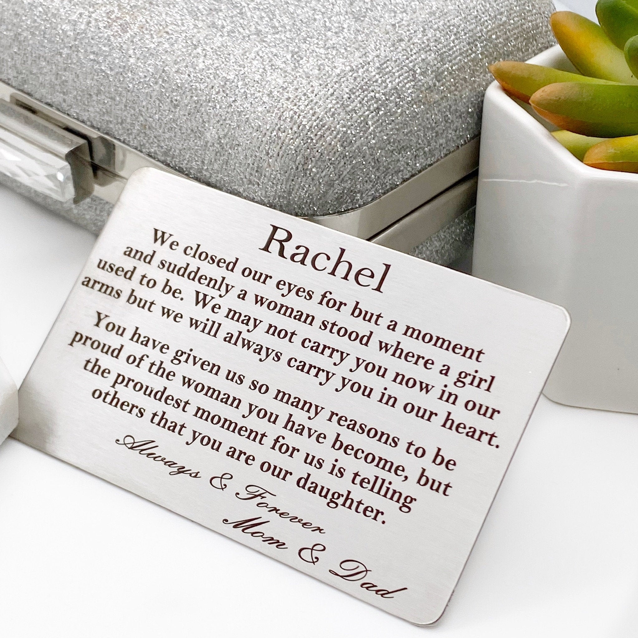 silver engraved wallet card personalized gifts for daughter etsy silver engraved wallet card
