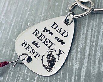 Señuelo de pesca de plata grabado, regalos de pesca, regalo de cumpleaños para papá, "PAPÁ. ¡Eres el MEJOR!"