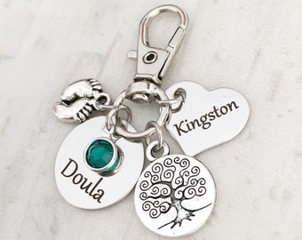 Llavero personalizado con dije del Árbol de la Vida y Huellas de Bebé, Regalo para Ella