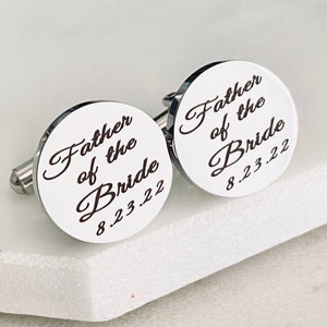 Father of the Bride, Personalized Cufflinks, Wedding Gift for Dad, Engraved Cufflinks