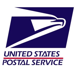 May include: The United States Postal Service logo features a stylized eagle head in white against a dark blue background. The words "UNITED STATES POSTAL SERVICE" are displayed below in a bold, sans-serif font, with a red underline.