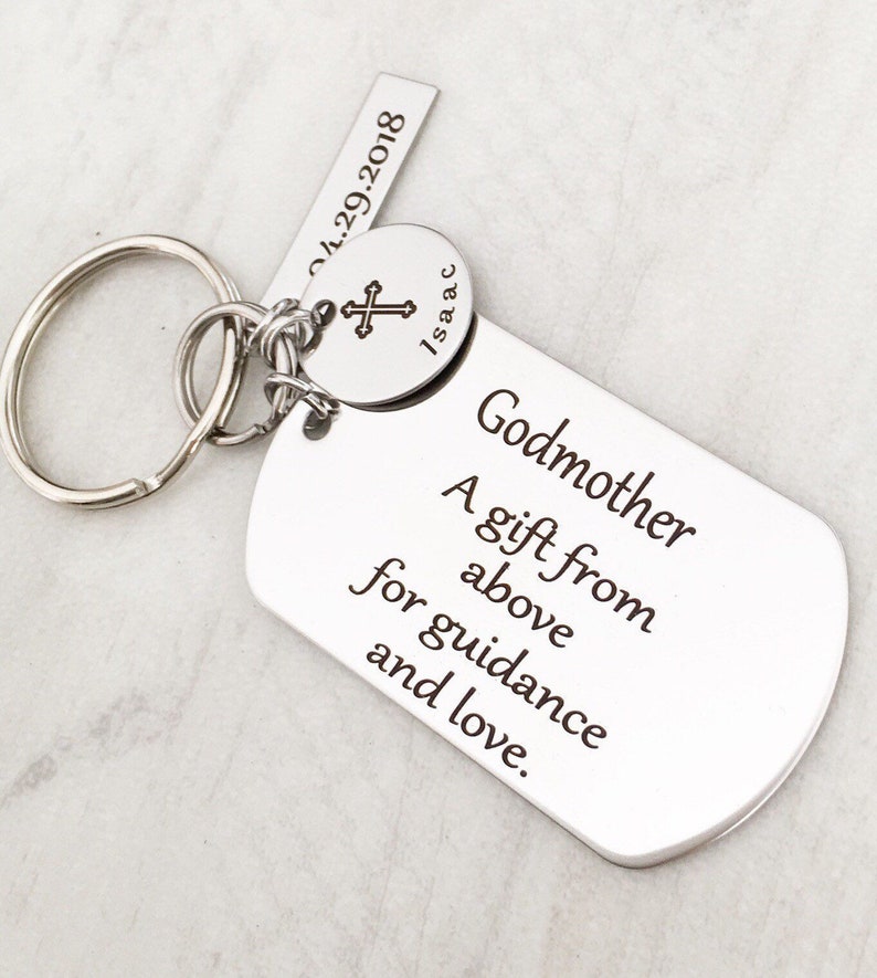 Engraved Silver Dog Tag Keychains Baptism and Christening Etsy