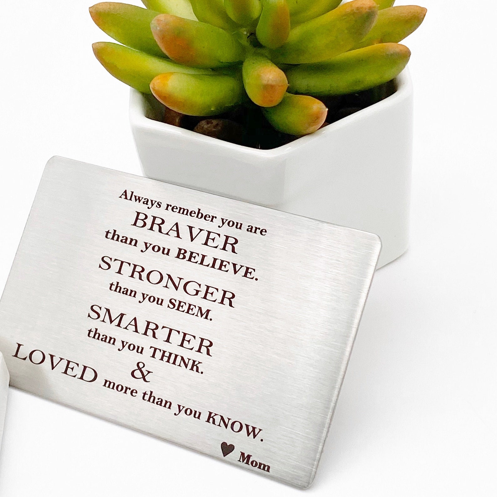 Silver Engraved Wallet Card Inspirational Gift for Son Etsy