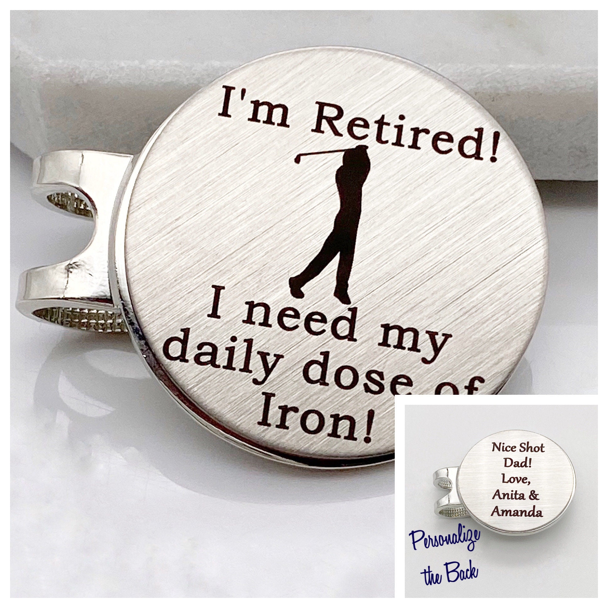 Silver Engraved Golf Ball Marker Retirement Gift for Men Etsy