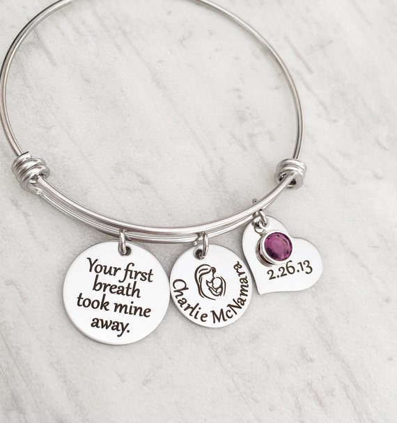 Personalized Mom Bracelet New Mom Gift Baby Arrival Gift Etsy