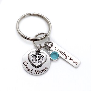 Coming Soon Pregnancy Announcement to Family, Surprise Pregnancy Reveal, Personalized Silver Engraved Keychain, image 5