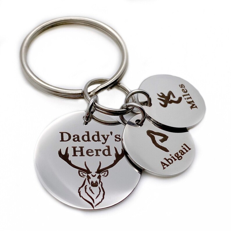 Personalized Daddy's Herd Engraved Keychain, Dad Birthday Gift, Also Available for Grandpa image 7