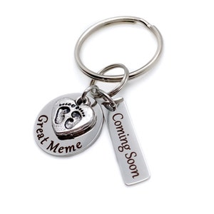 Coming Soon Pregnancy Announcement to Family, Surprise Pregnancy Reveal, Personalized Silver Engraved Keychain, image 7