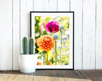 Orange Dahlia Photography Print: Botanical Still Life (Digital Download)