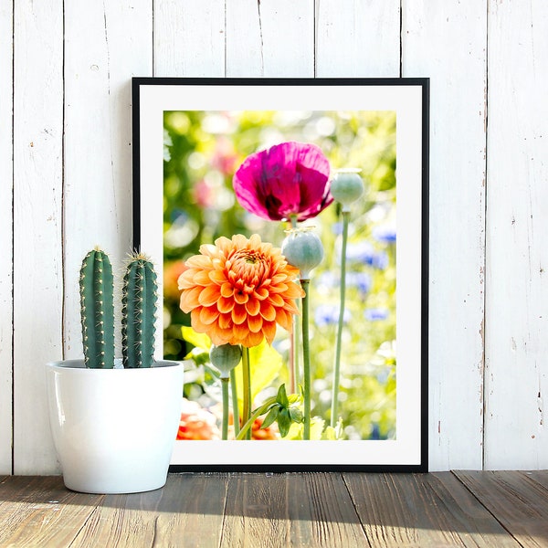 Orange Dahlia | Fine Art Photography | Digital Download | Photography Print | Botanical Still Life | Minimalist Wall Art | Floral Wall Art