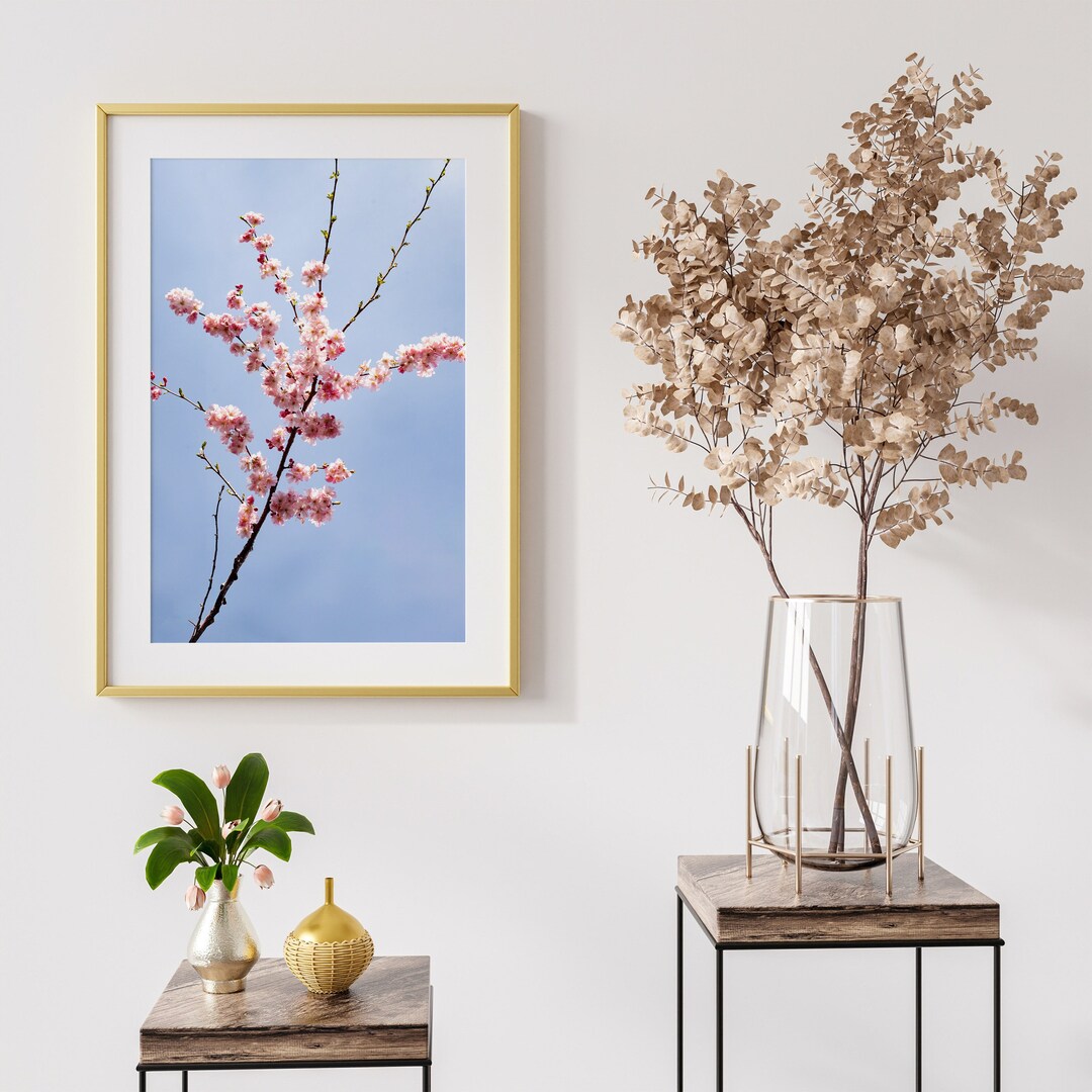 Pink Cherry Blossom Photography Print: Minimalist Sakura Wall Art ...