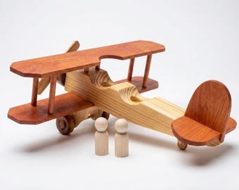 Handmade Wooden Plane Toy – Vintage Style Airplane | Aviation Gift for Kids & Collectors