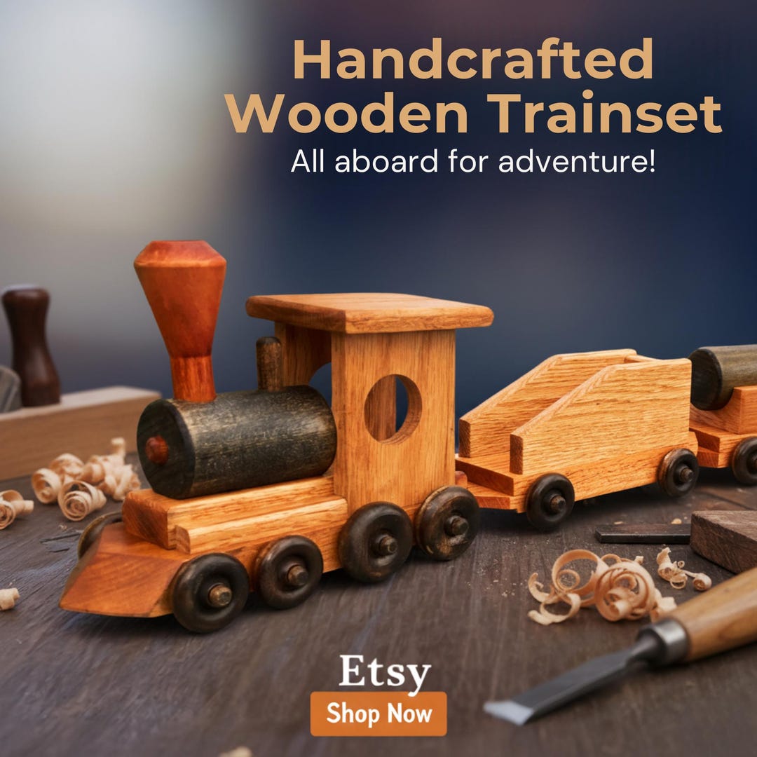 Handmade Model Train Handmade Wooden Train Set – Classic Engine with Cars | Montessori Toy ...