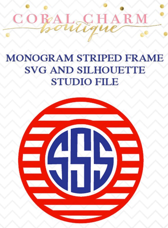 striped monogram frame file for cutting machines svg and silhouette studio dxf striped frame