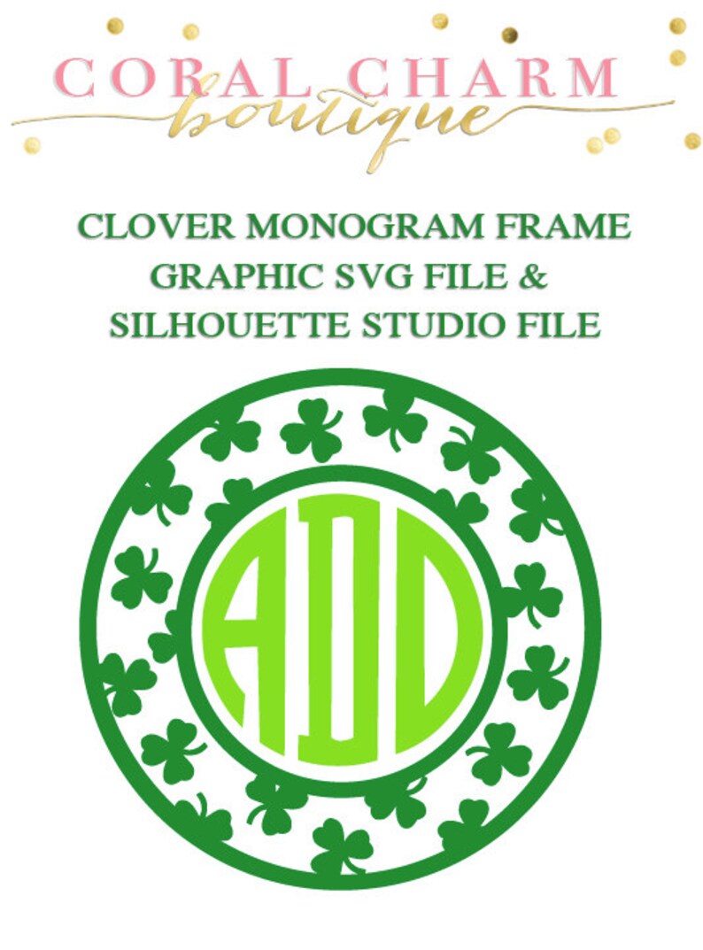 Download Clover Monogram Frame File for Cutting Machines SVG and | Etsy