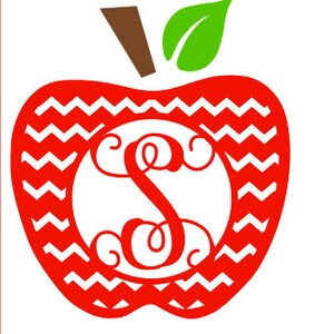 Monogram Chevron Apple Files for Cutting Machines SVG and Silhouette Studio DXF image 3