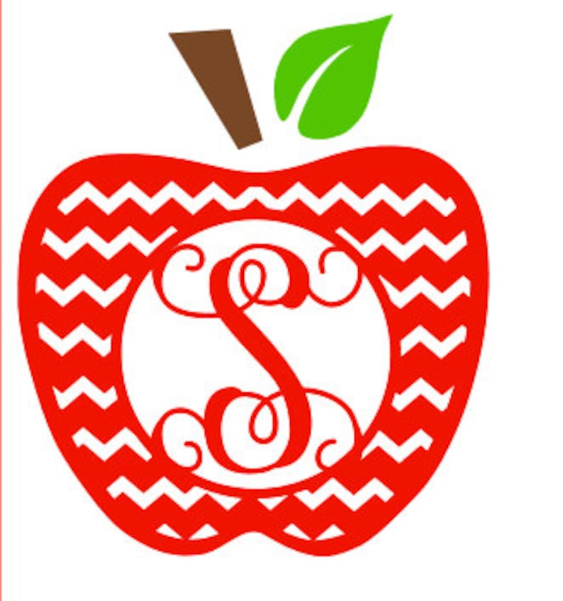 Monogram Chevron Apple Files for Cutting Machines SVG and Silhouette Studio DXF image 3