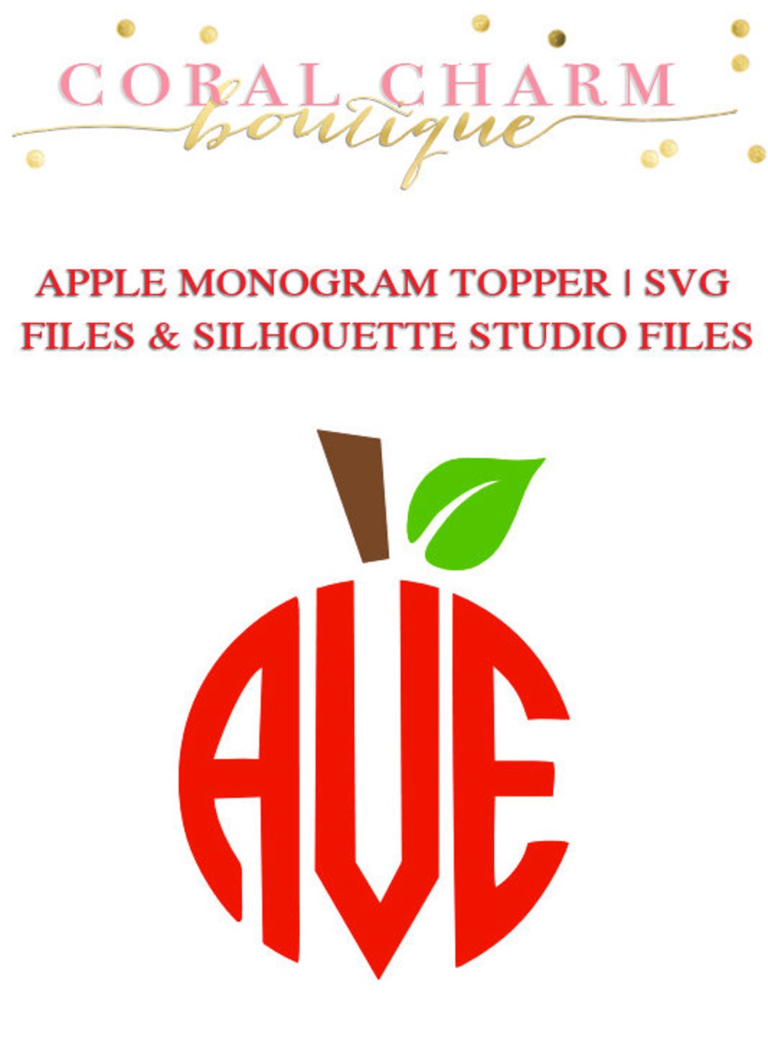 Apple Monogram Topper File for Cutting Machines | SVG and DXF | Cricut ...