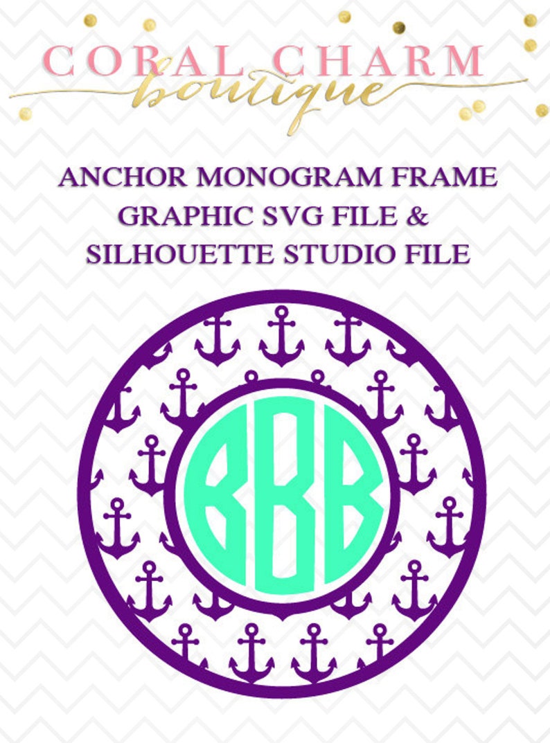 Download Anchor Monogram Frame File for Cutting Machines SVG and | Etsy