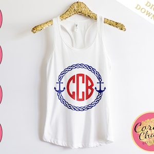 Anchor Rope Monogram Frame File - Digital Download | SVG | dxf | eps | png | Files for Cutting Machines | Cricut & Silhouette | Glowforge