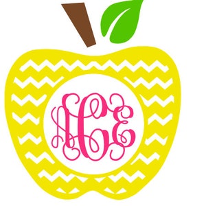 Monogram Chevron Apple Files for Cutting Machines SVG and Silhouette Studio DXF image 4