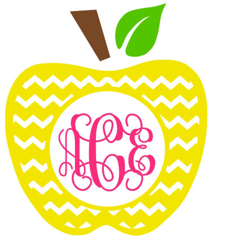 Monogram Chevron Apple Files for Cutting Machines SVG and Silhouette Studio DXF image 4