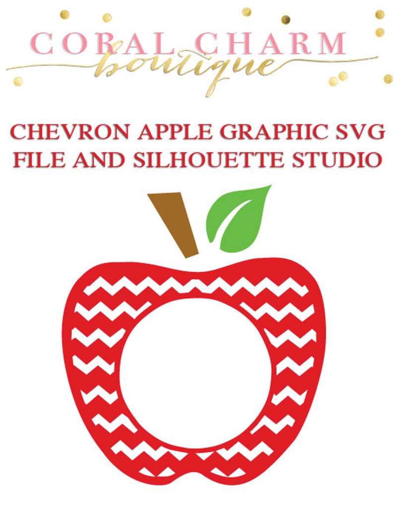 Monogram Chevron Apple Files for Cutting Machines SVG and Silhouette Studio DXF image 1