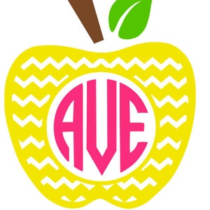 Monogram Chevron Apple Files for Cutting Machines SVG and Silhouette Studio DXF image 2