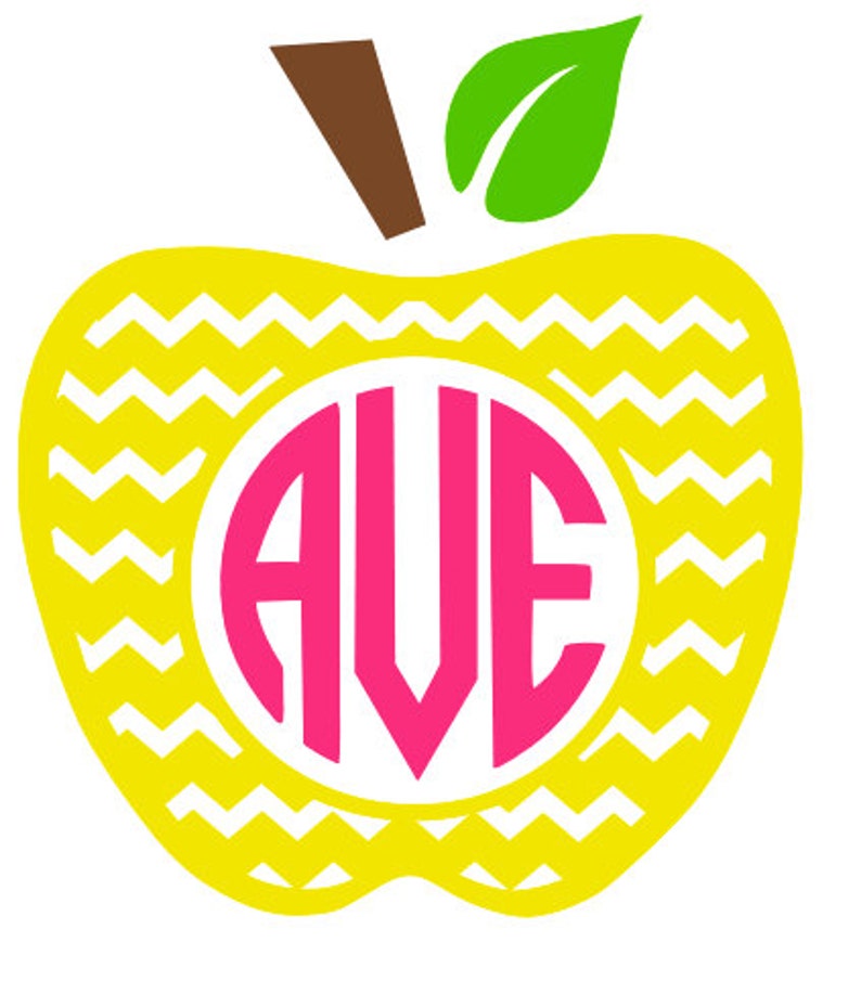 Monogram Chevron Apple Files for Cutting Machines SVG and Silhouette Studio DXF image 2