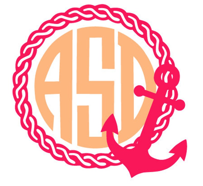 Download Anchor Rope Monogram Frame File for Cutting Machines SVG ...