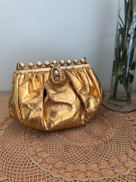 Gold lame purse hotsell