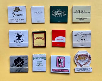 Vintage Matchbook Collection - Set of 12 Assorted Retro Designs