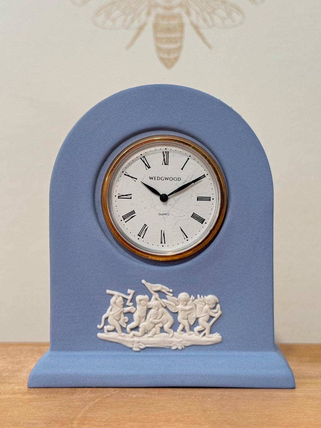Vintage Wedgwood Blue Jasperware Mantel / Desk Clock – Classical
